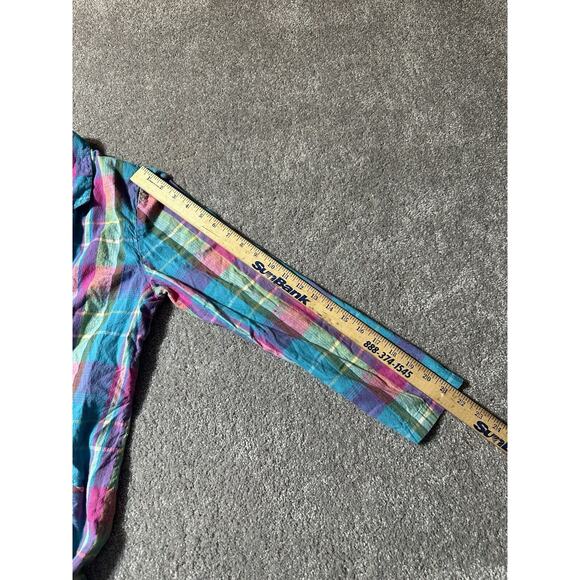 80s Pastel Plaid Blazer Womens Small Preppy Academia Pockets Coastal Grandmother - Picture 6 of 16